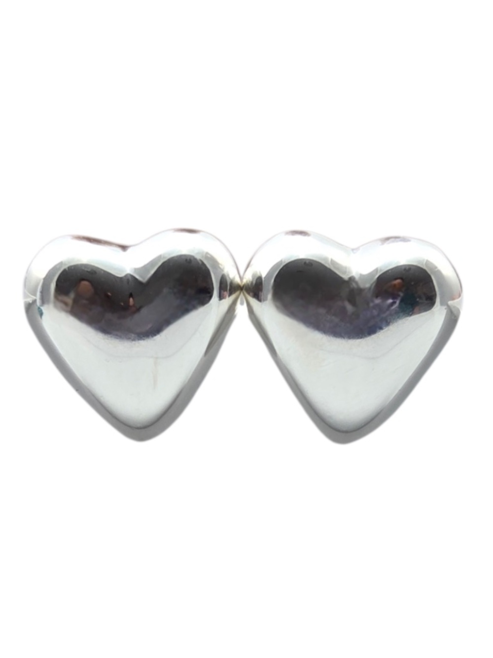 Tiffany & Co. Sterling Silver Puffy Heart Stud Earrings with Pouch #24753